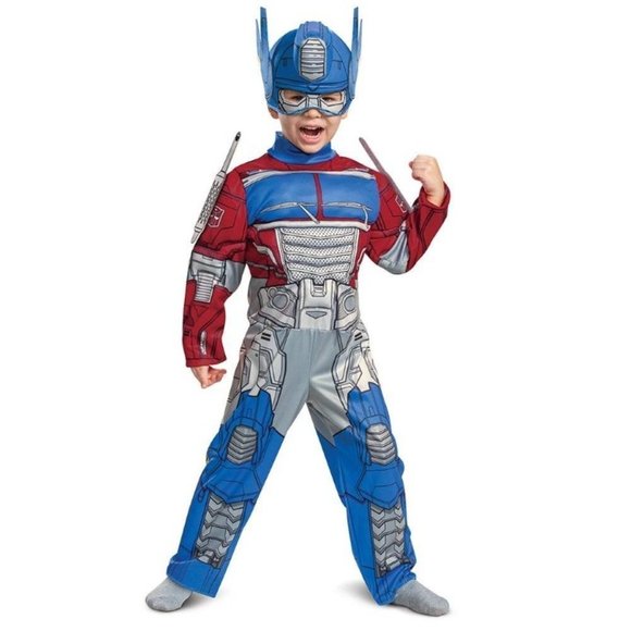 Toddler Transformers Optimus Prime Halloween Costume 3T/4T Muscle Jumpsuit, Mask - Picture 1 of 8
